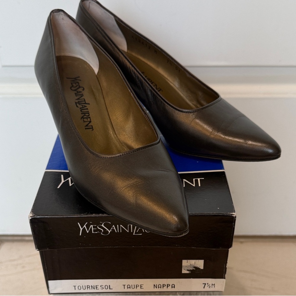 Yves Saint Laurent Women's Taupe Leather Heels